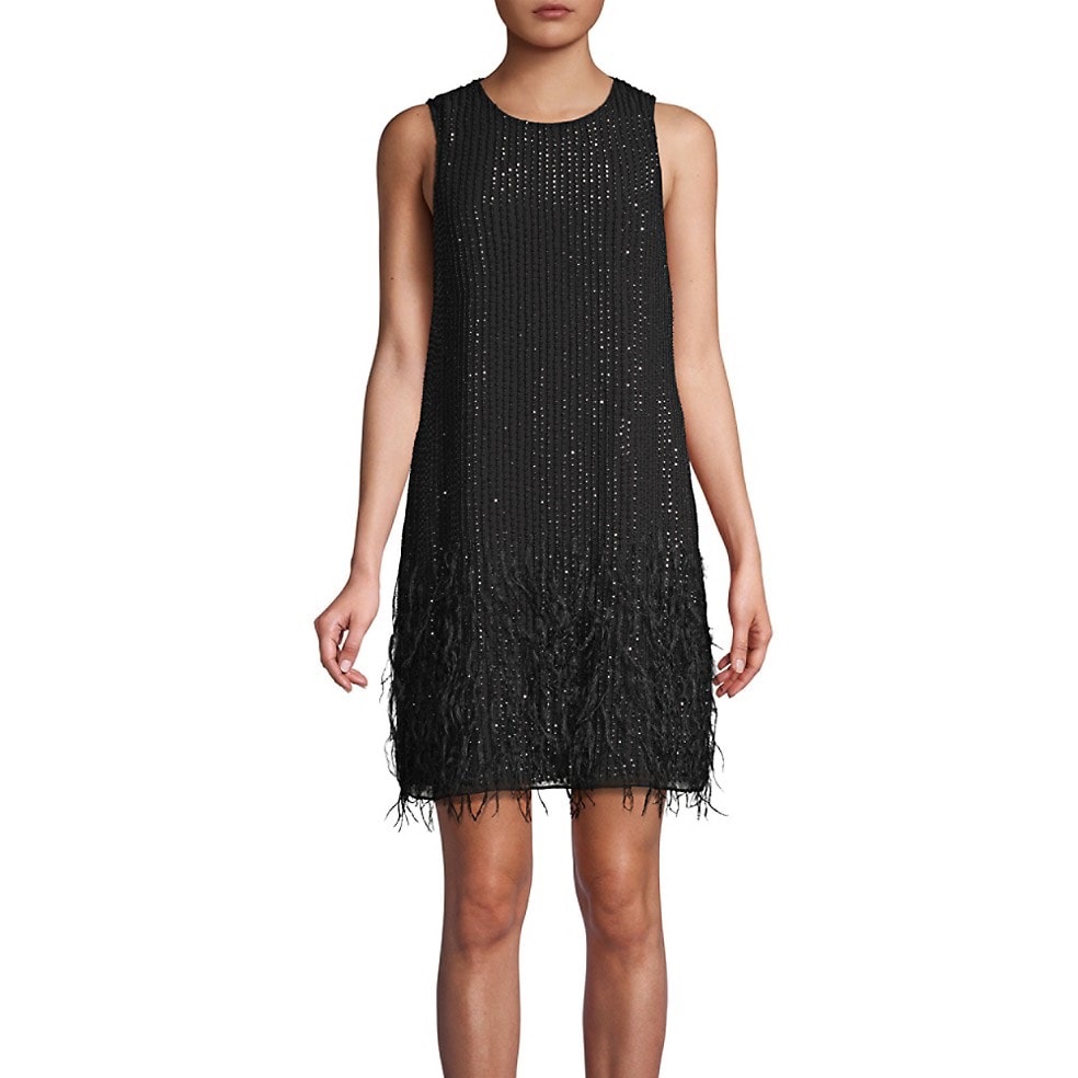Parker Allegra Sleeveless Beaded Feather Dress